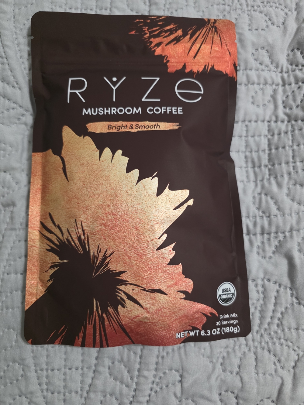 RYZE Mushroom Coffee Bright & Smooth Ground Medium Roast USDA Organic Vegan 180g